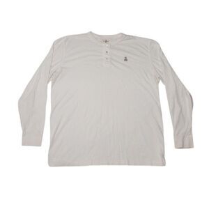 Psycho Bunny Men's 2XL Polo Shirt Solid White Long Sleeve 100% Cotton